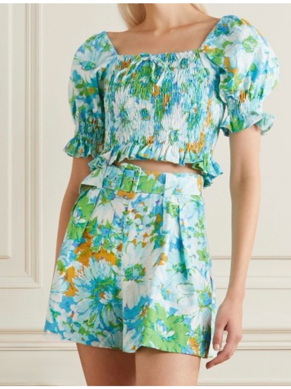 NWT Set Faithful The Brand Lenora Top & Priscilla Floral 100% Linen Top Shorts 4